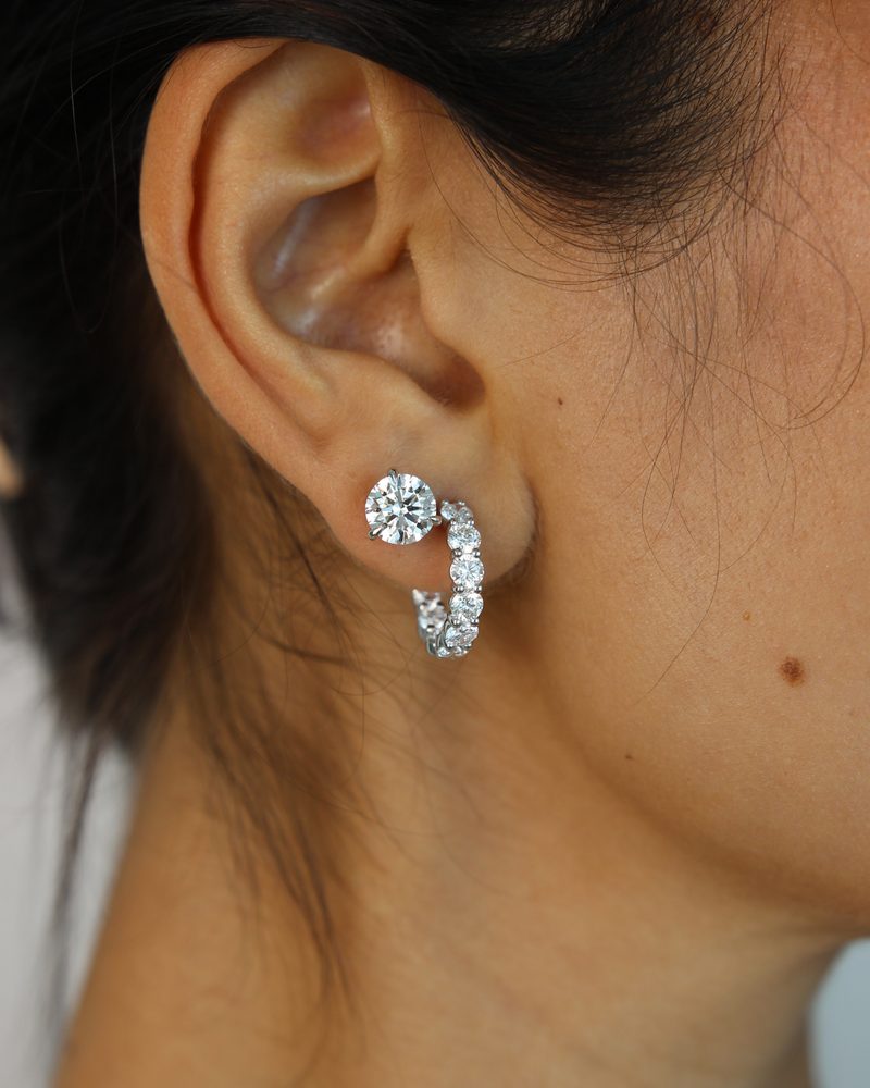 Half Hoop Diamond Earrings | 3CT in 14K Gold