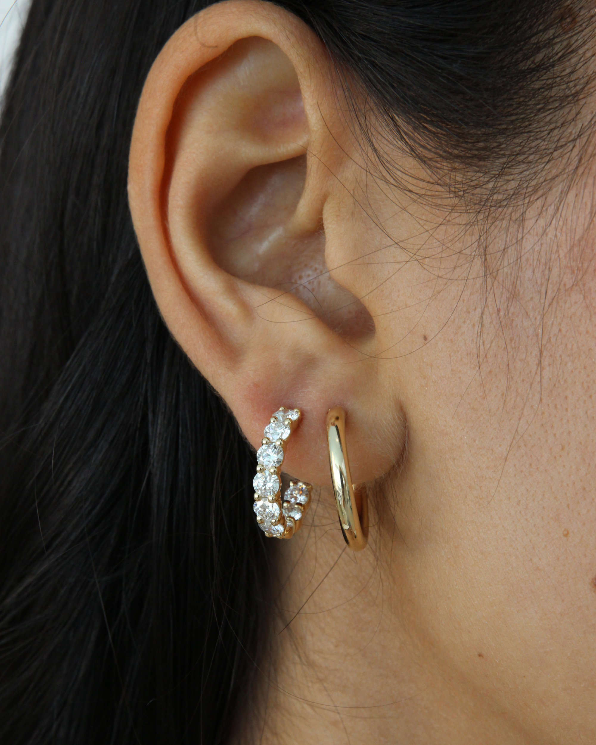 Half Hoop Diamond Earrings | 3CT in 14K Gold