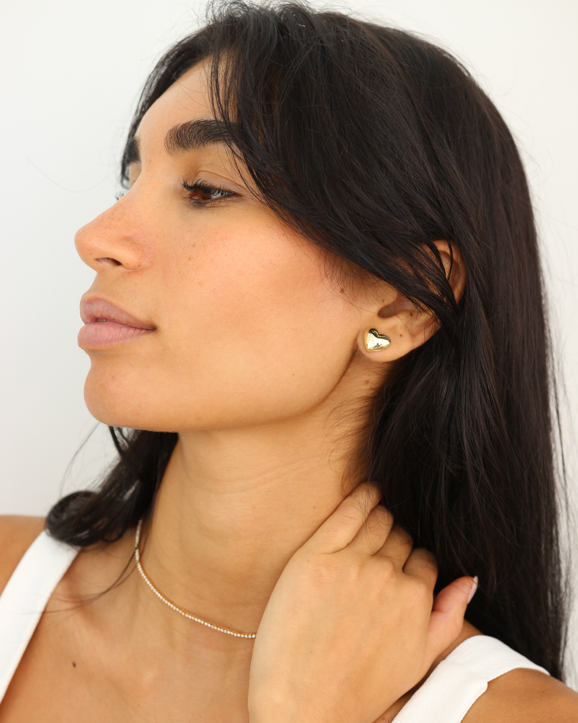 Heart Stud Earrings | in 10K Gold