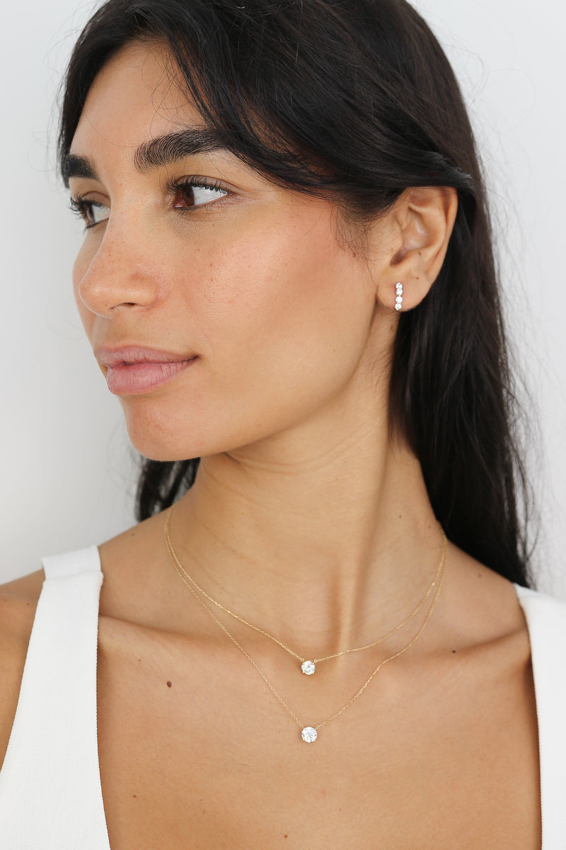 Round Diamond Solitaire Necklace | 0.5 - 1.5CT in 14K Gold