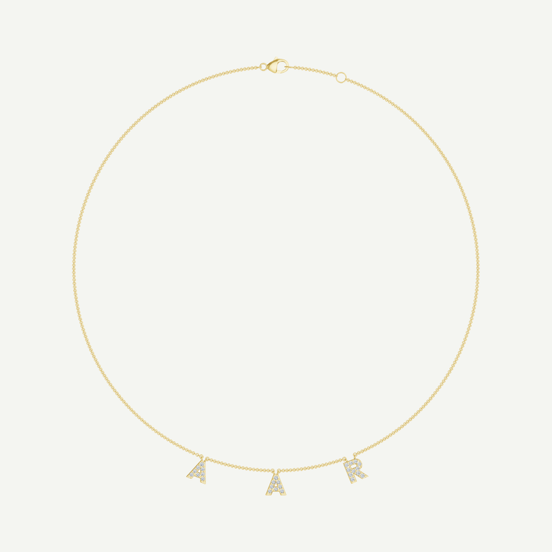 Initials Fine Chain Necklace | 0.80 - 1.20 CT in 14K Gold