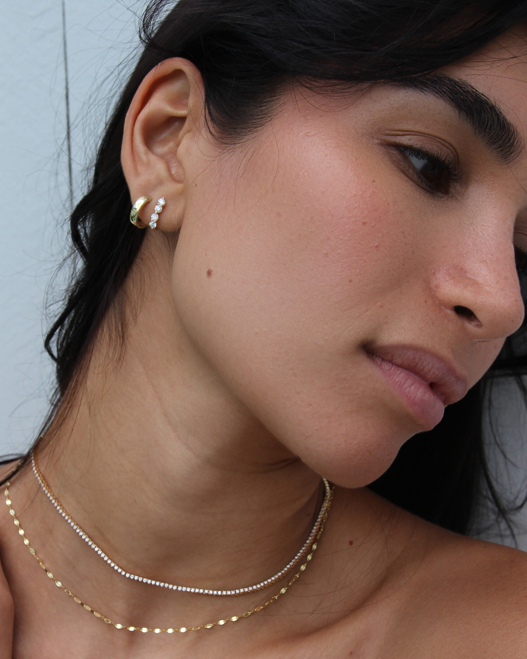 J Huggie Diamond Earrings | 0.64CT in 14K Gold