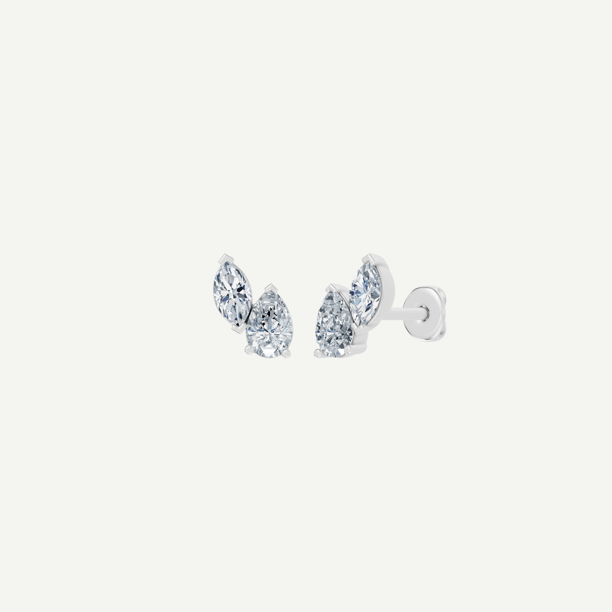 Pear and Marquise Diamond Duo Stud Earrings | 1.3CT Total | VIVIE