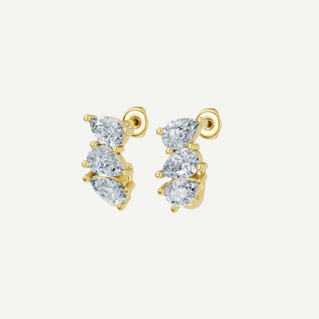 Multi-Stone J Huggie Diamond Earrings | 1.02CT in 14K Gold