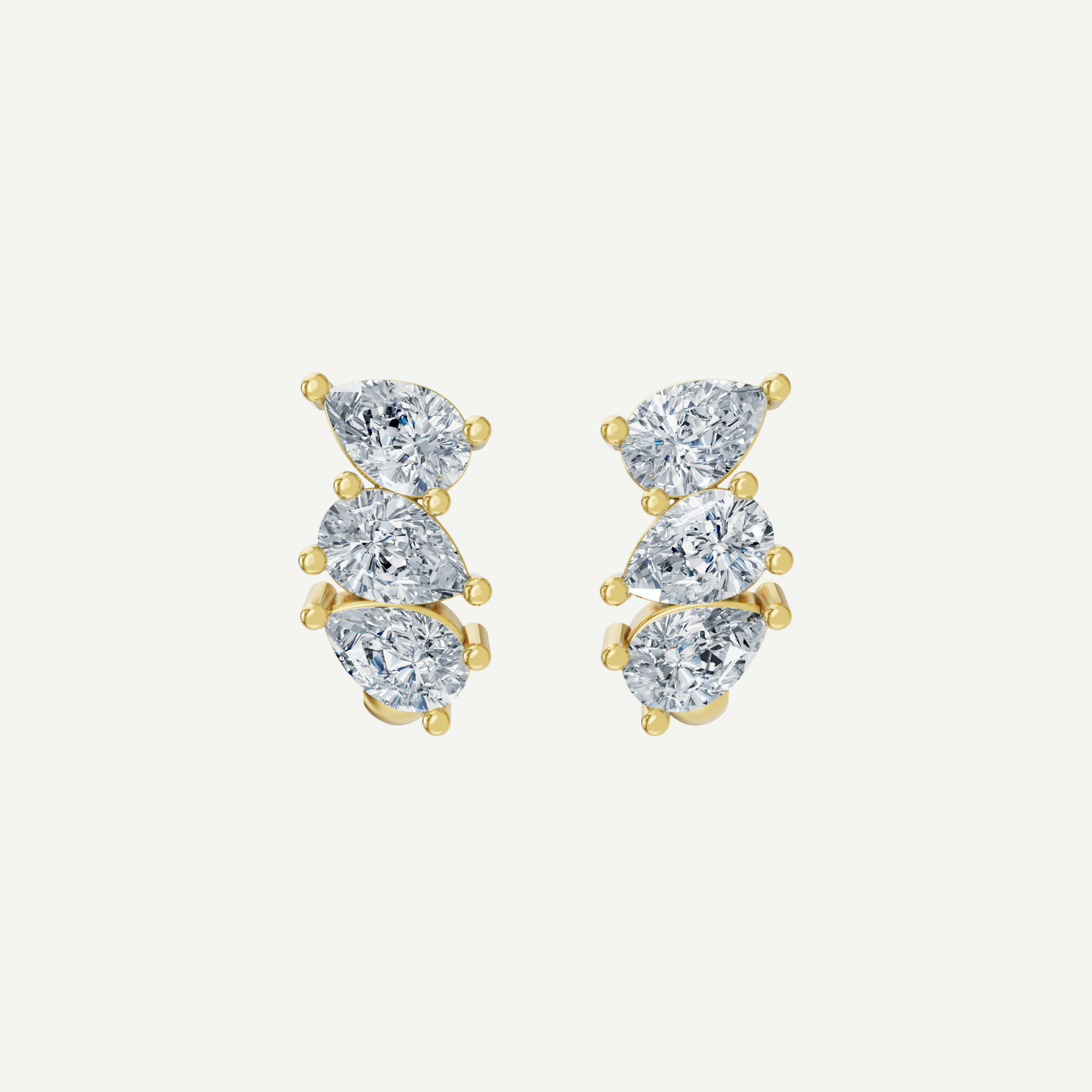 Multi-Stone J Huggie Diamond Earrings | 1.02CT in 14K Gold