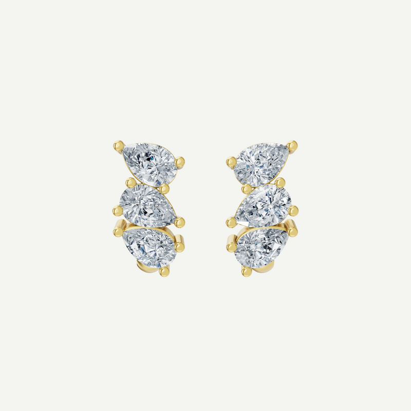 Multi-Stone J Huggie Diamond Earrings | 1.02CT in 14K Gold