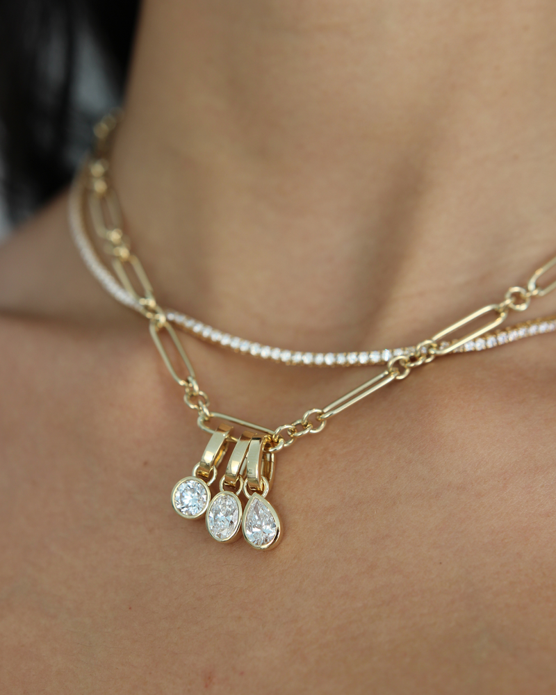 Oval Bezel Diamond Pendant | 1CT in 14KT Gold