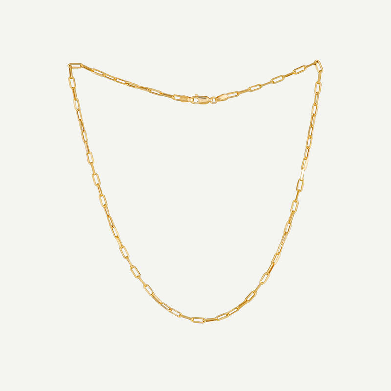 Paperclip Chain Necklace - The Slim Link | in 10K Yellow Gold