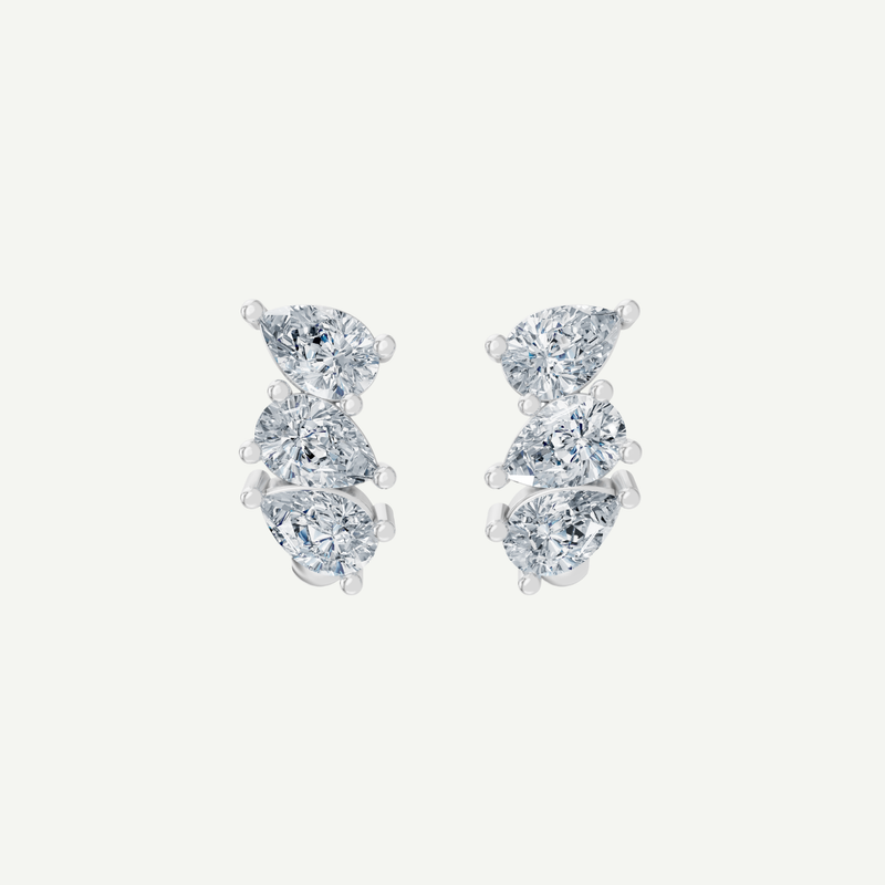 Pear Diamond J Huggie Earrings in Gold | 1CT