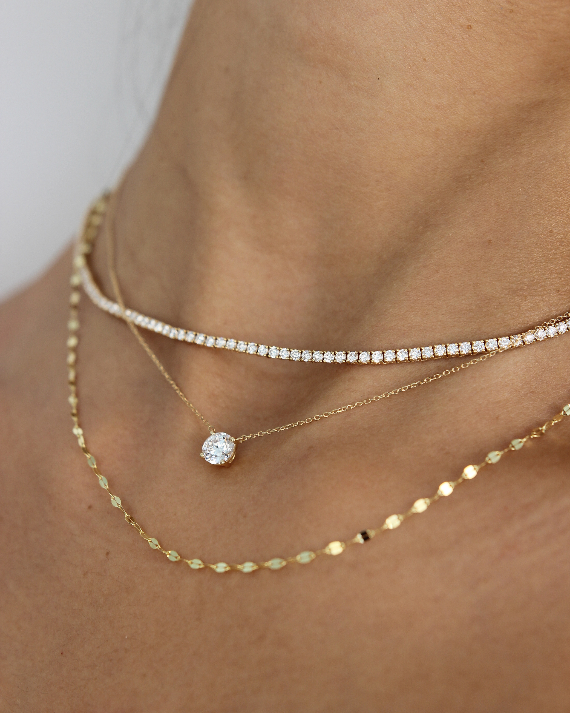 Round Diamond Solitaire Necklace | 0.75 - 1.5CT in 14K Gold