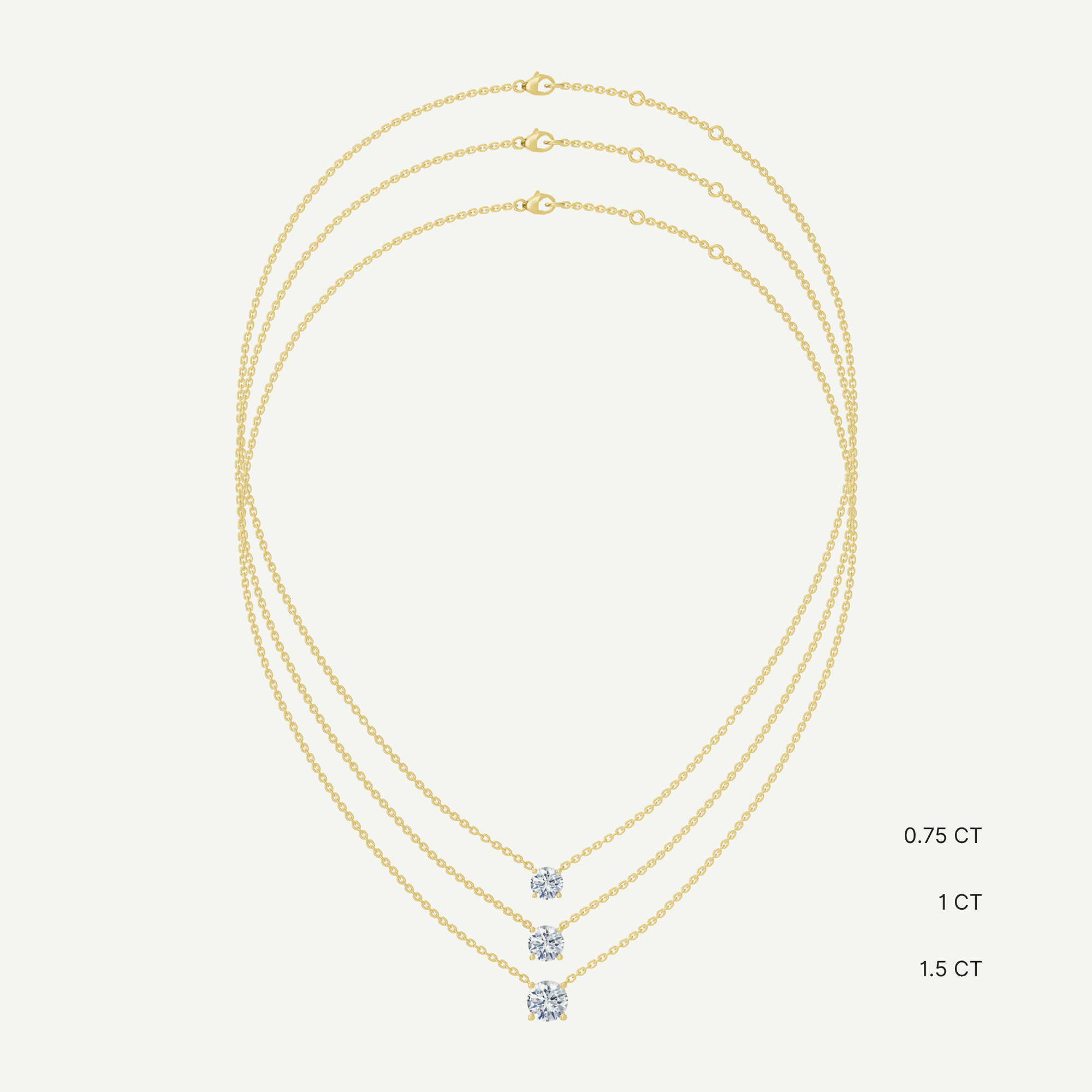 Round Diamond Solitaire Necklace | 0.75 - 1.5CT in 14K Gold