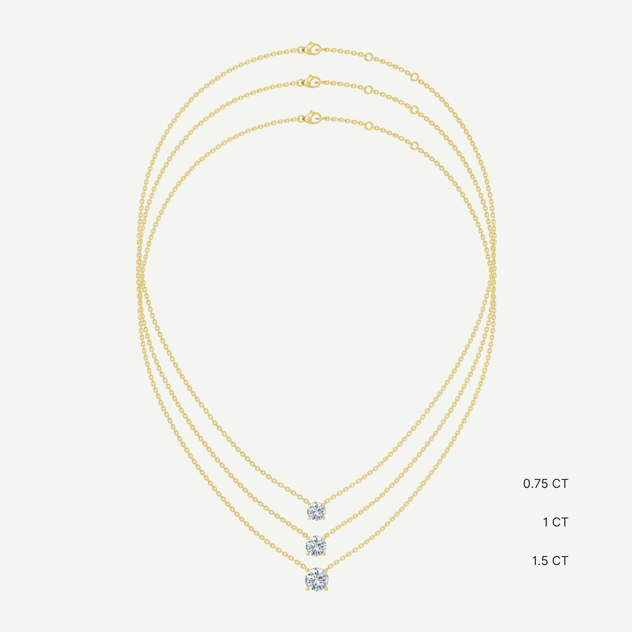 Round Diamond Solitaire Necklace | 0.75 - 1.5CT in 14K Gold