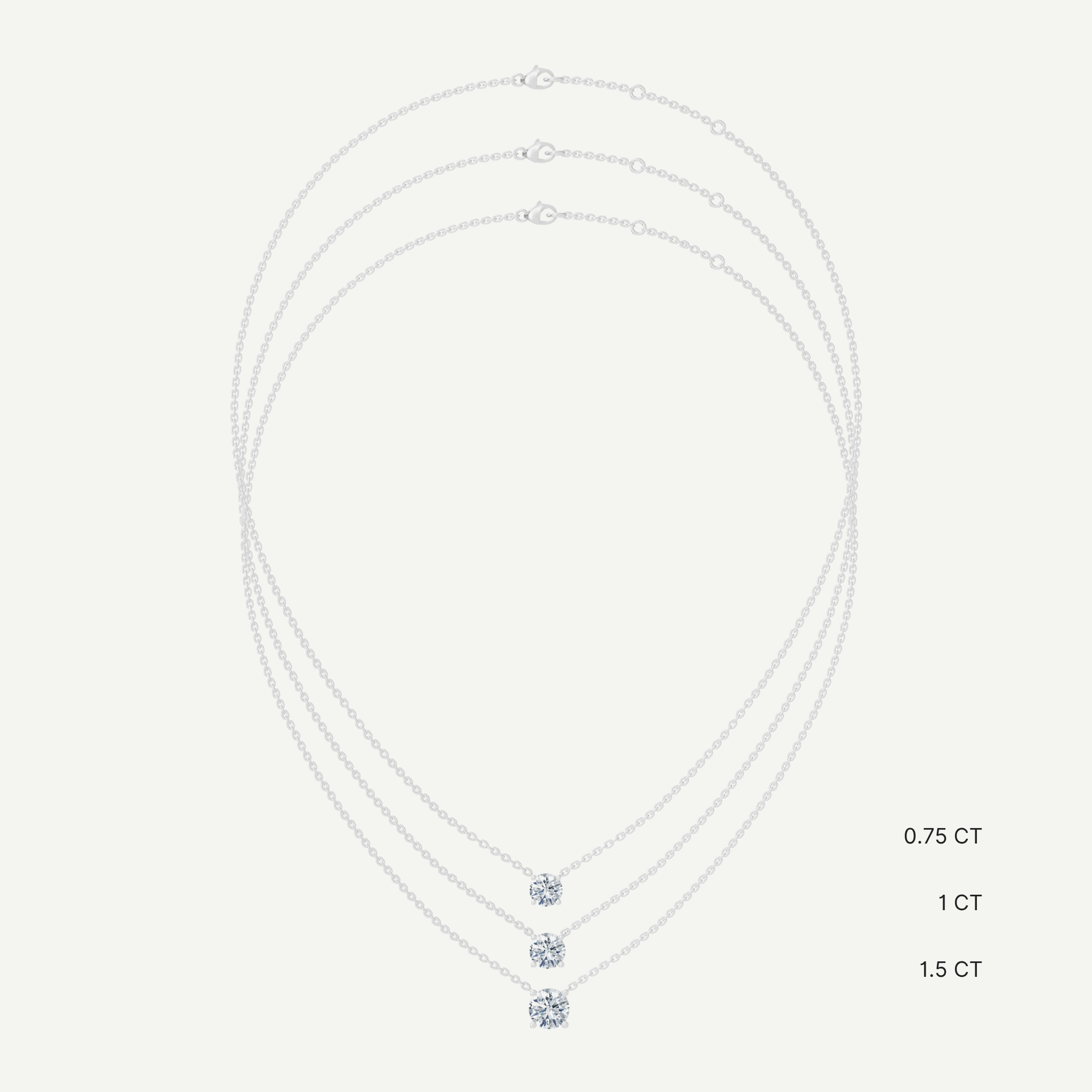 Round Diamond Solitaire Necklace | 0.75 - 1.5CT in 14K Gold