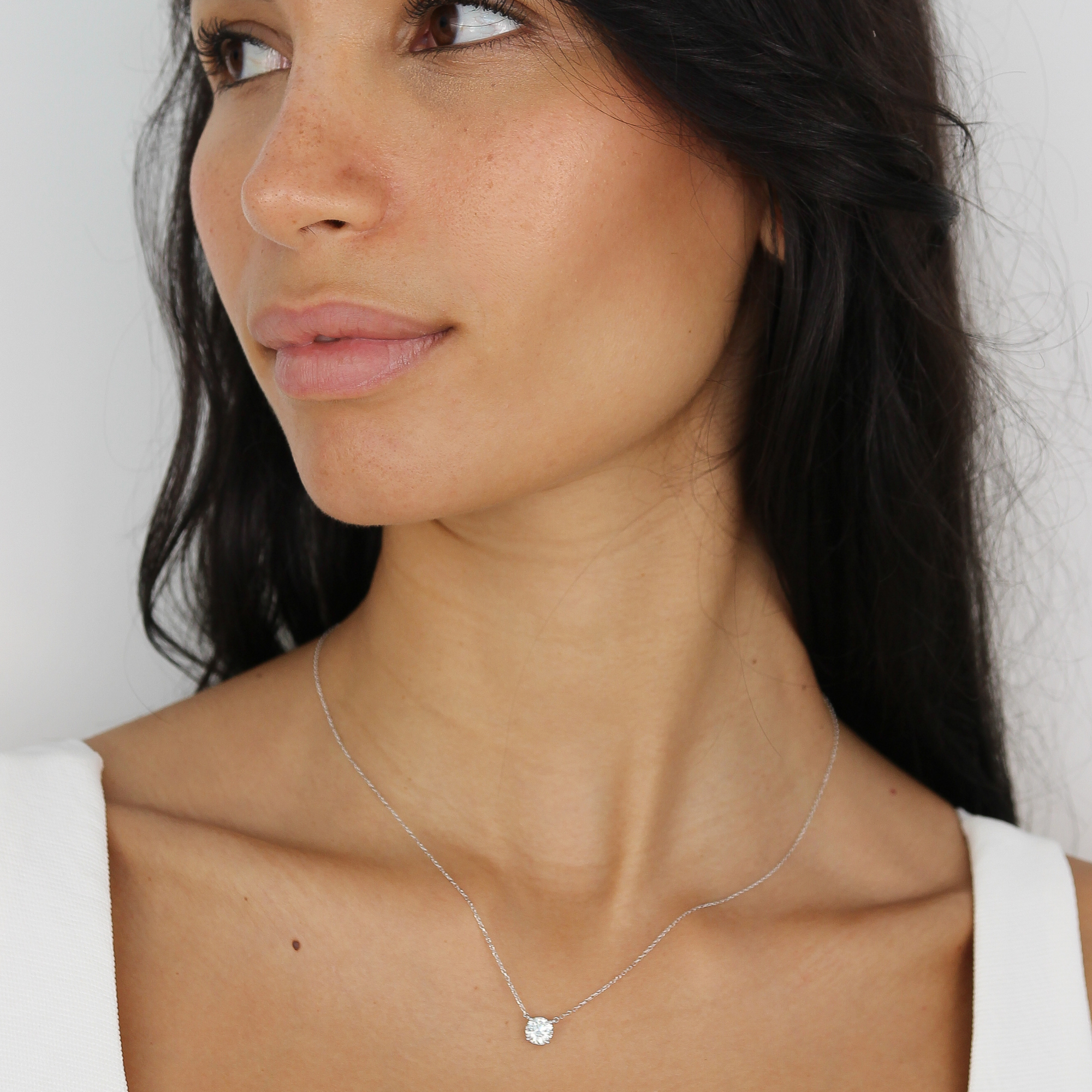 Round Diamond Solitaire Necklace | 0.75 - 1.5CT in 14K Gold