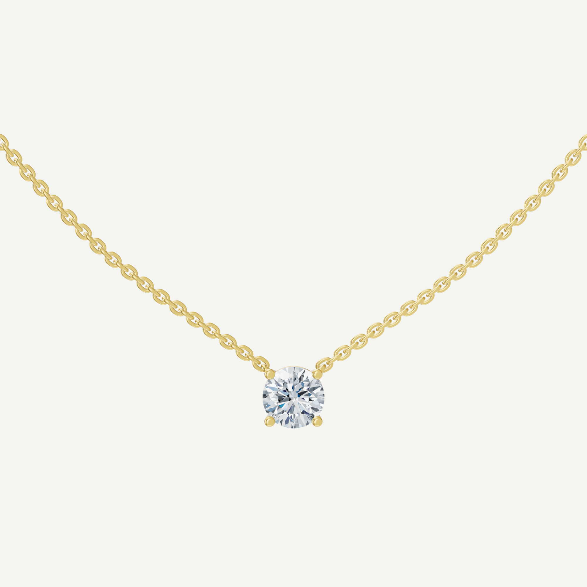 Round Diamond Solitaire Necklace | 0.75 - 1.5CT in 14K Gold
