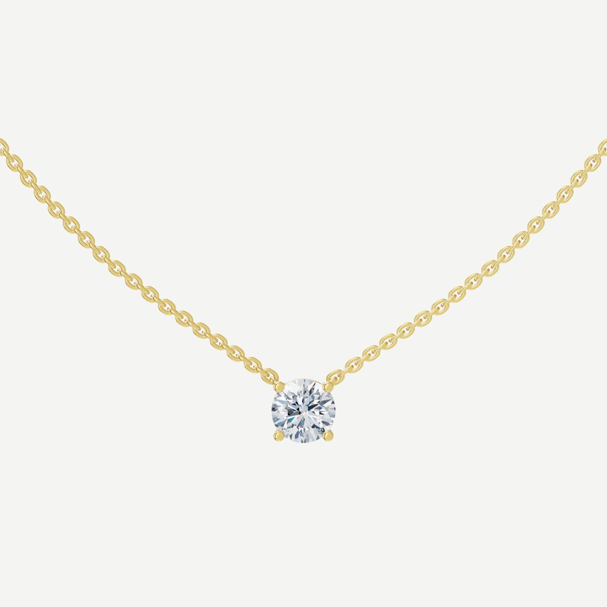Round Diamond Solitaire Necklace | 0.75 - 1.5CT in 14K Gold
