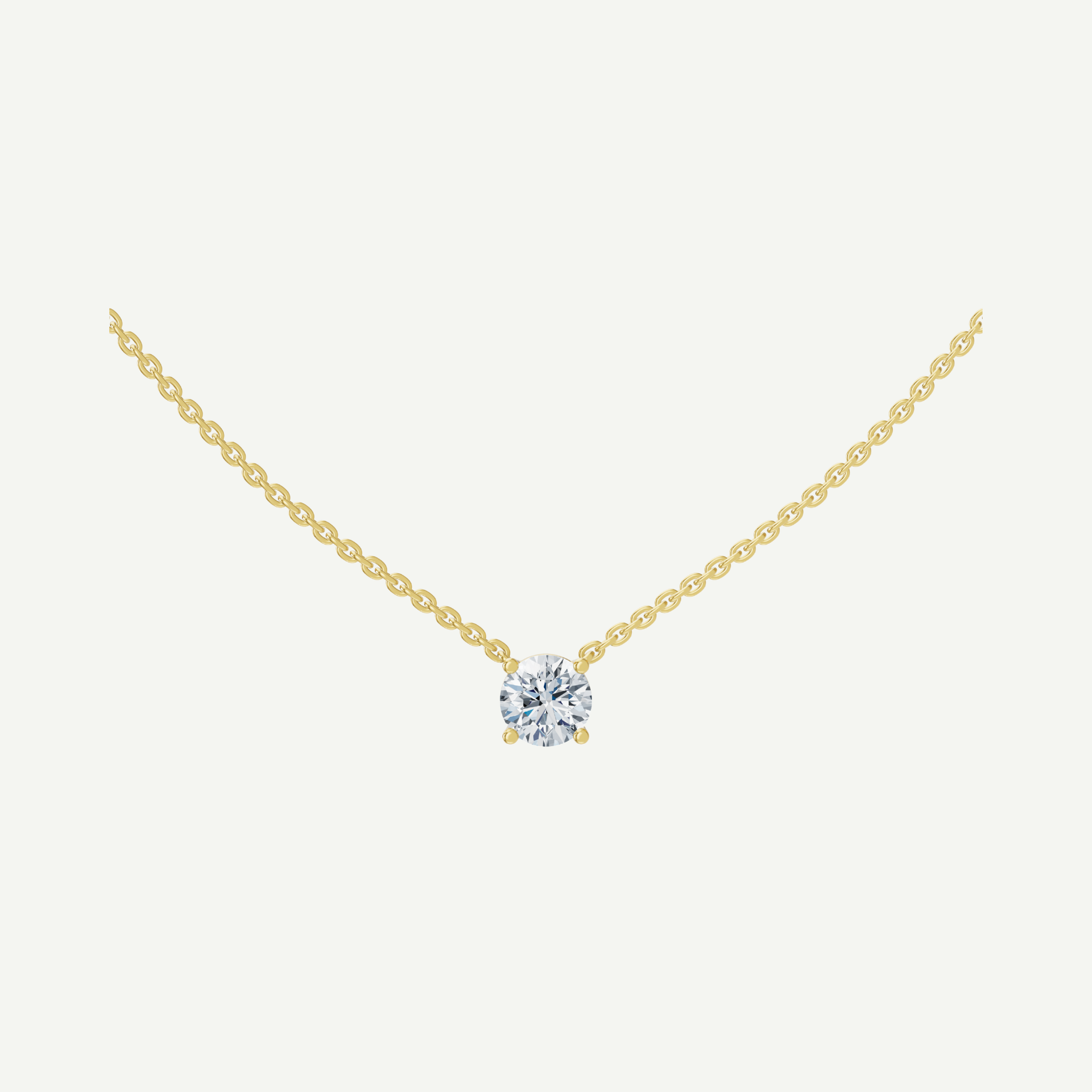 Round Diamond Solitaire Necklace | 0.75 - 1.5CT in 14K Gold