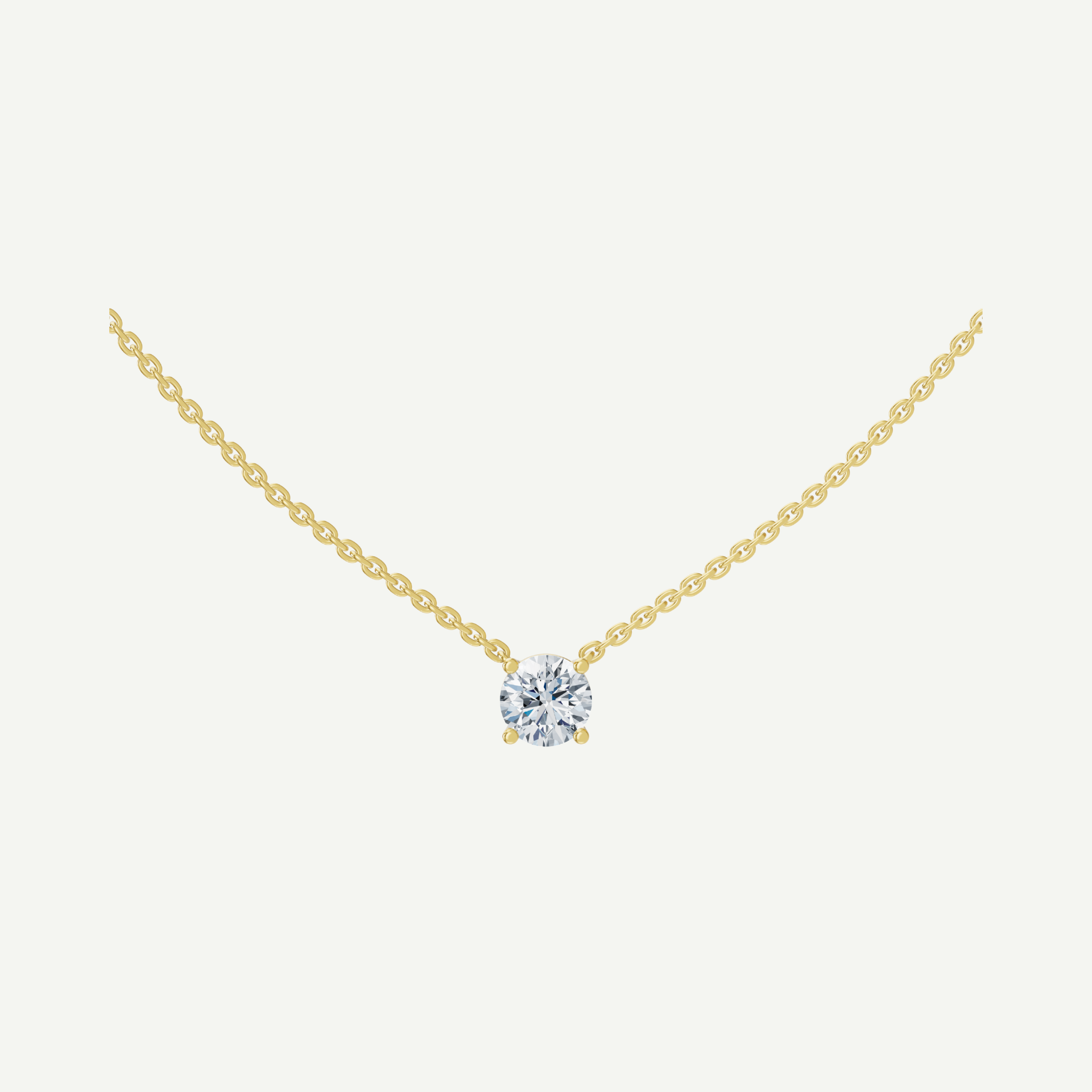 Round Diamond Solitaire Necklace | 0.75 - 1.5CT in 14K Gold