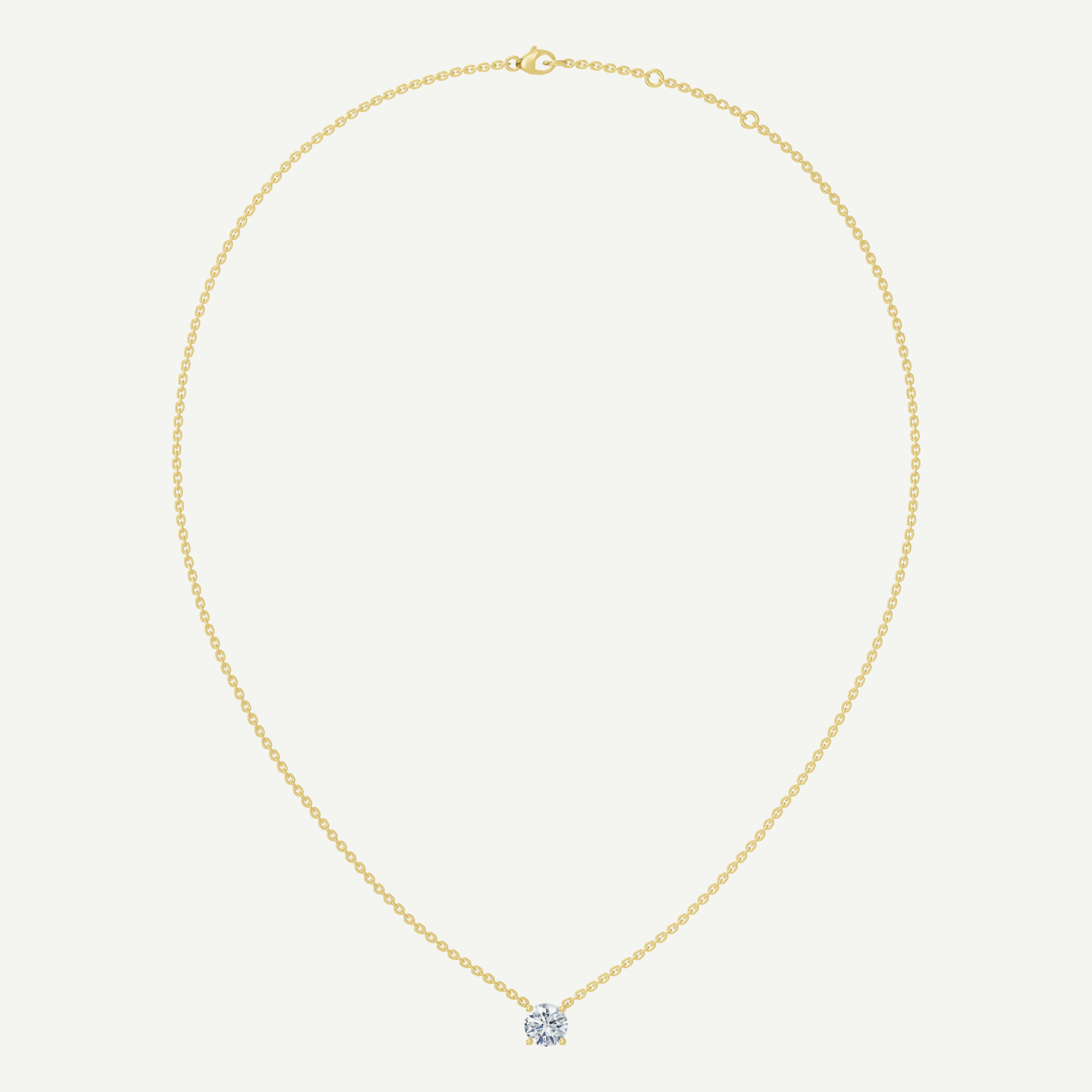 Round Diamond Solitaire Necklace | 0.75 - 1.5CT in 14K Gold
