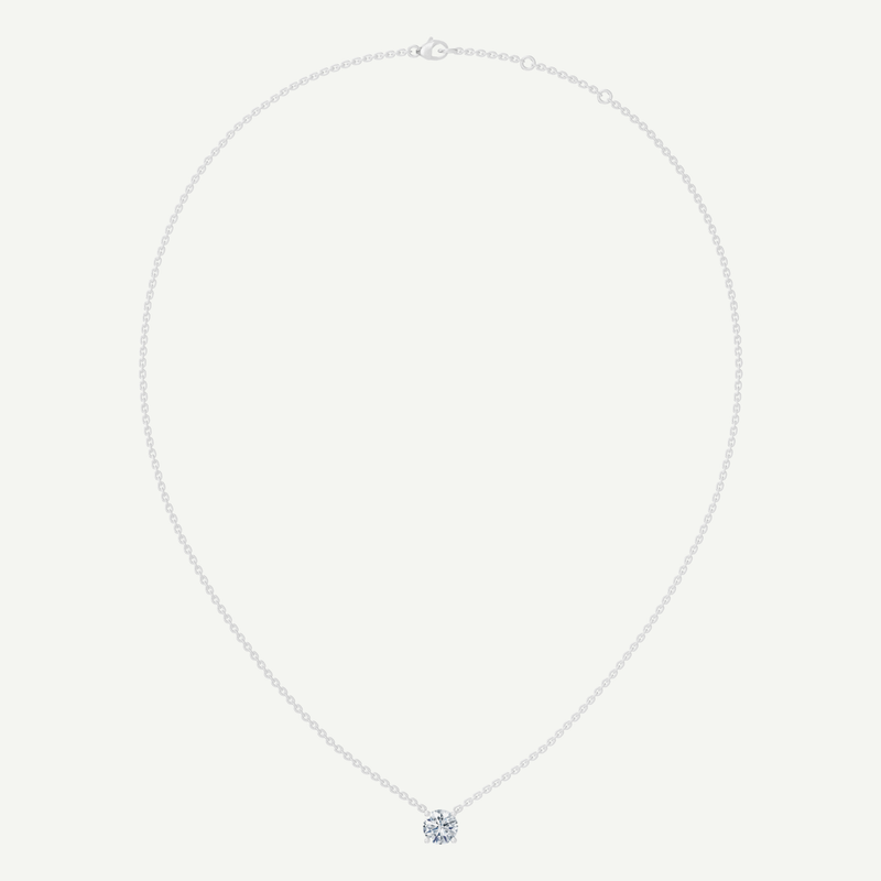 Round Diamond Solitaire Necklace | 0.75 - 1.5CT in 14K Gold
