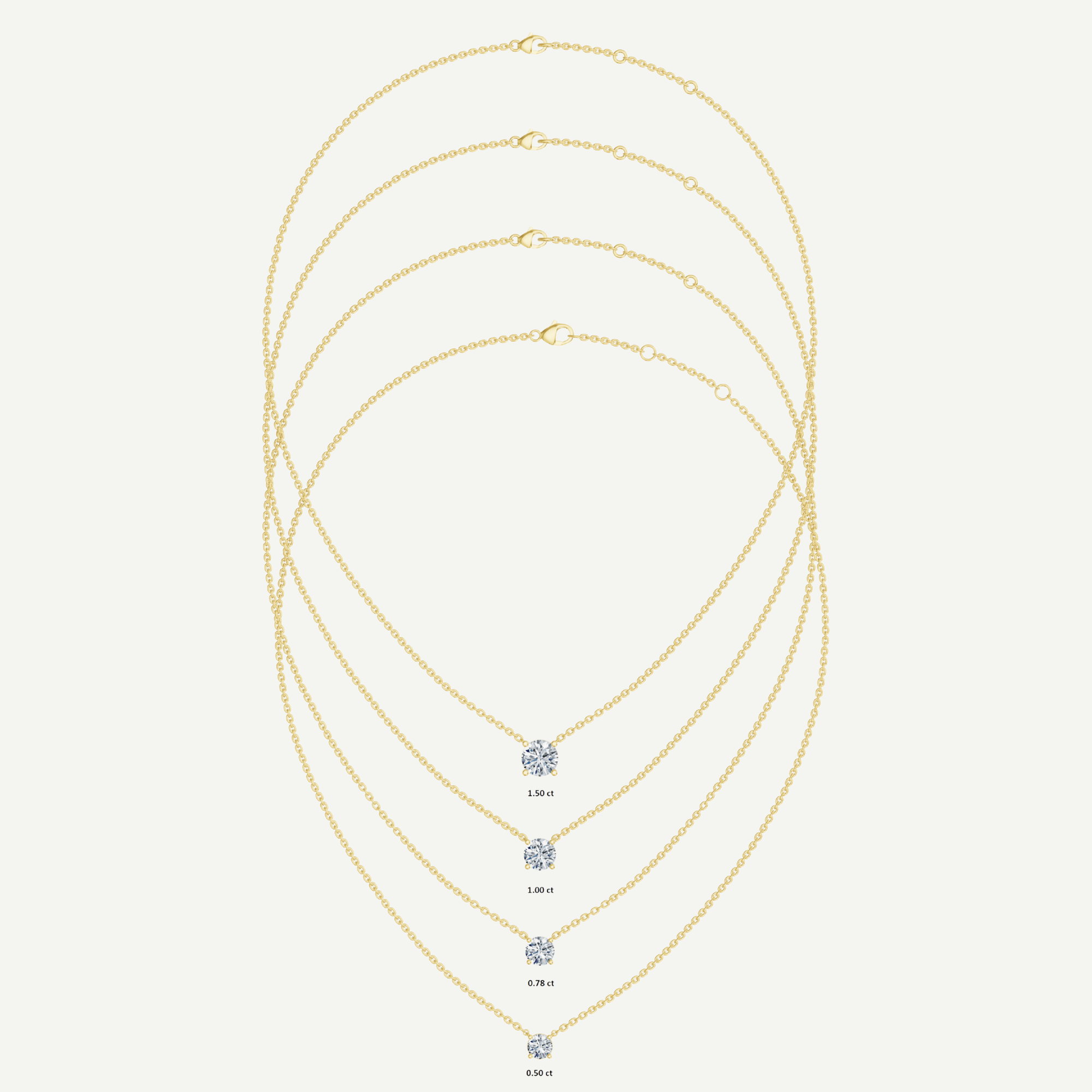 Round Diamond Solitaire Necklace in Gold | 0.5–1.5CT