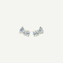Round and Pear Diamond Duo Stud Earrings | 1.8CT Total | VIVIE