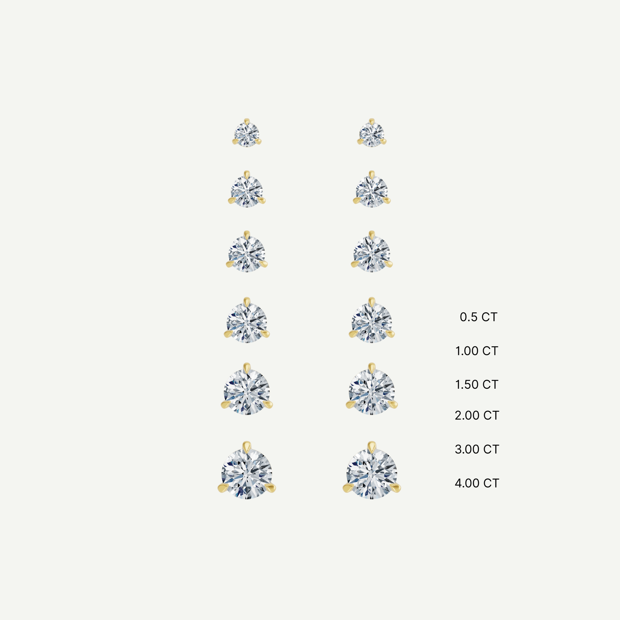 Round Diamond Martini Studs | 0.5 - 4CT in 14K Gold