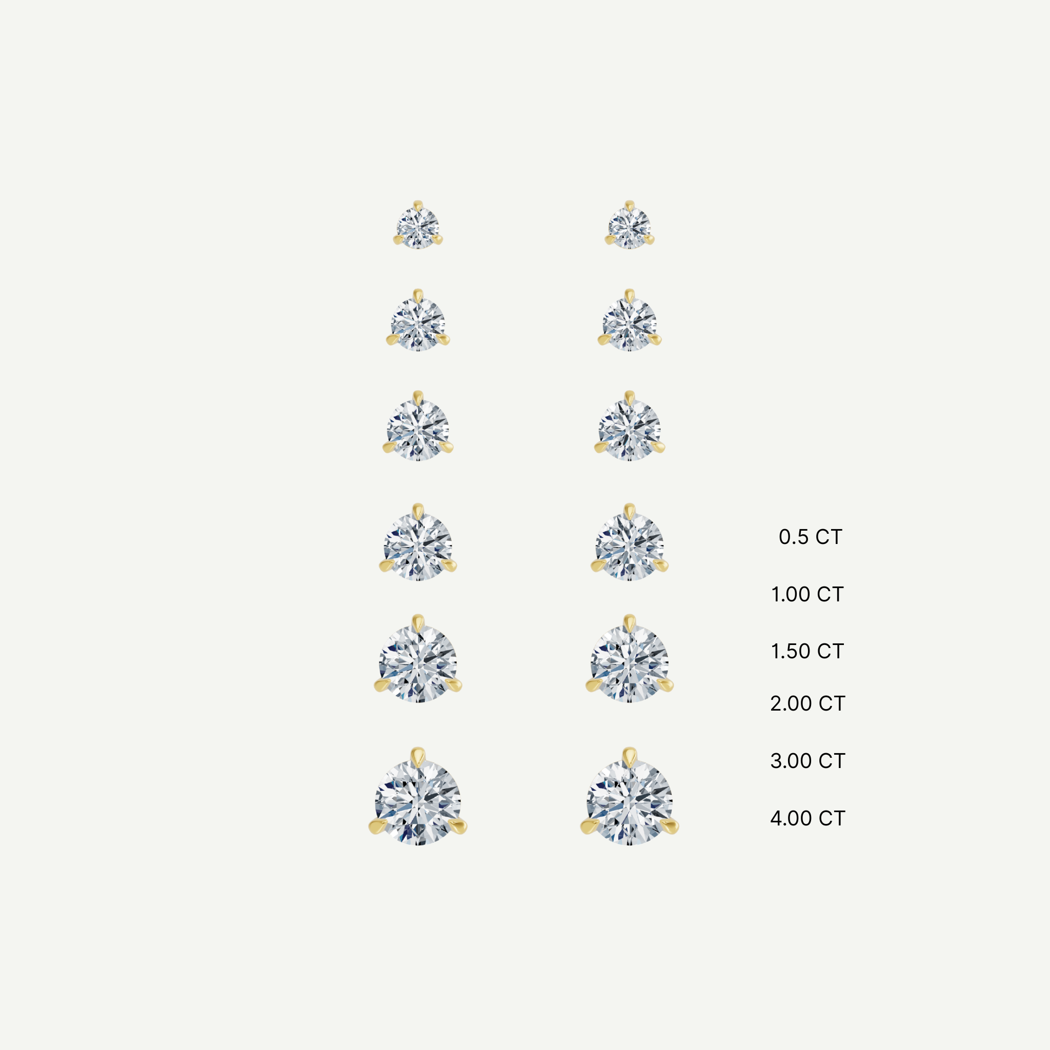 Round Diamond Martini Studs | 0.5 - 4CT in 14K Gold