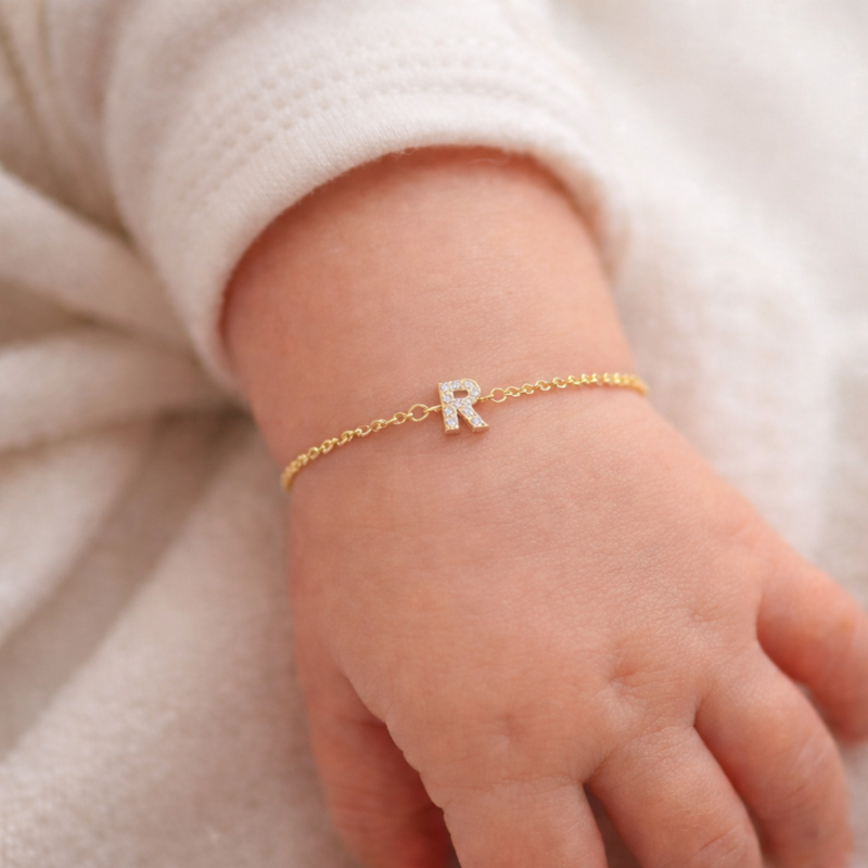 Baby's First Diamond Letter Bracelet | 0.12 - 0.15CT in 14K Gold